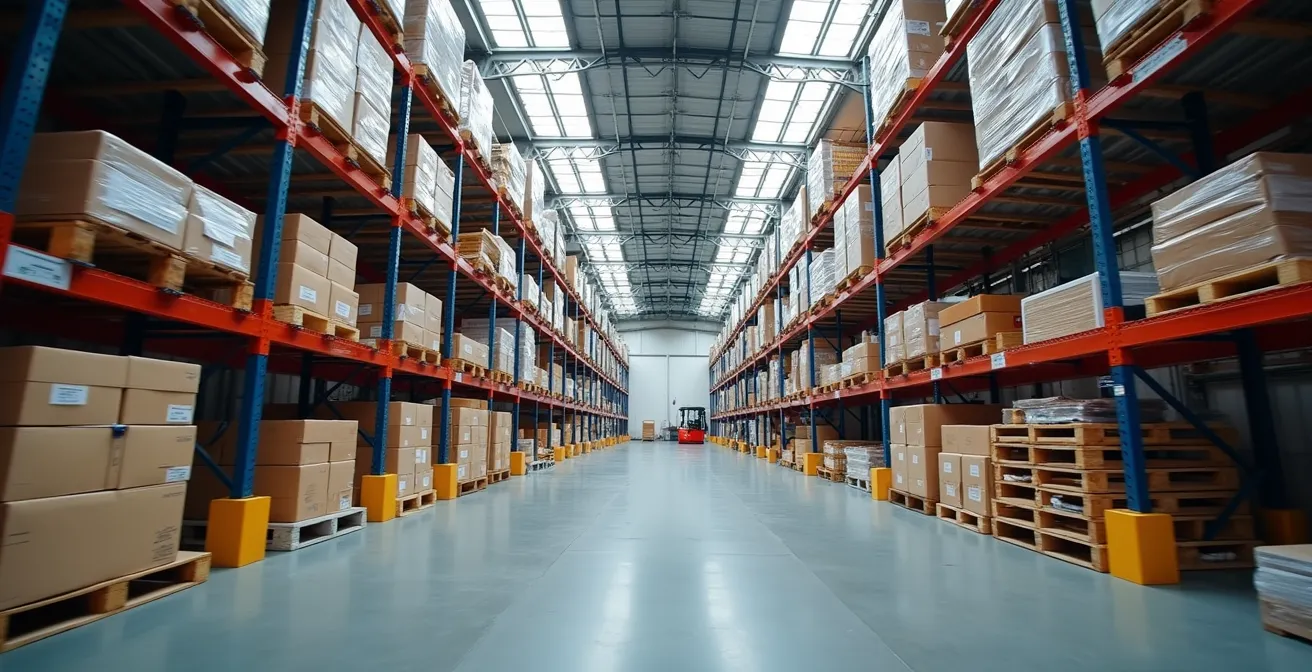 Vue comparative de deux allées d'entrepôt montrant l'organisation optimale versus la saturation